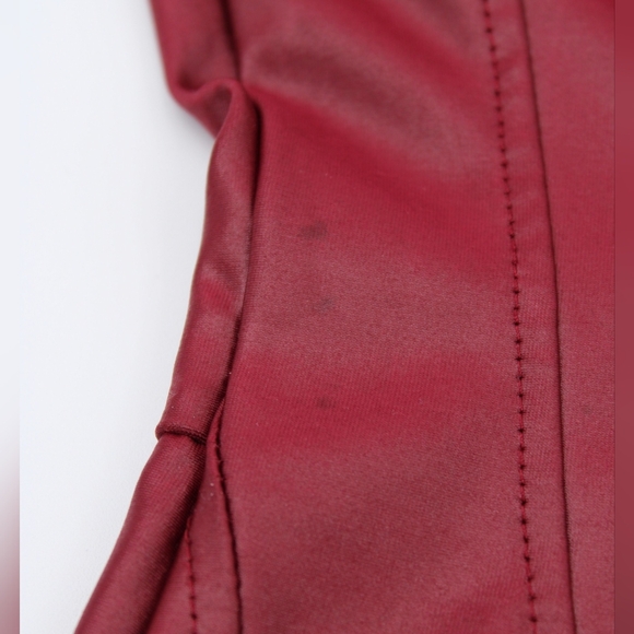 SHEIN Women’s Small Maroon Faux Leather Look Jumpsuit Button Front - Picture 5 of 6